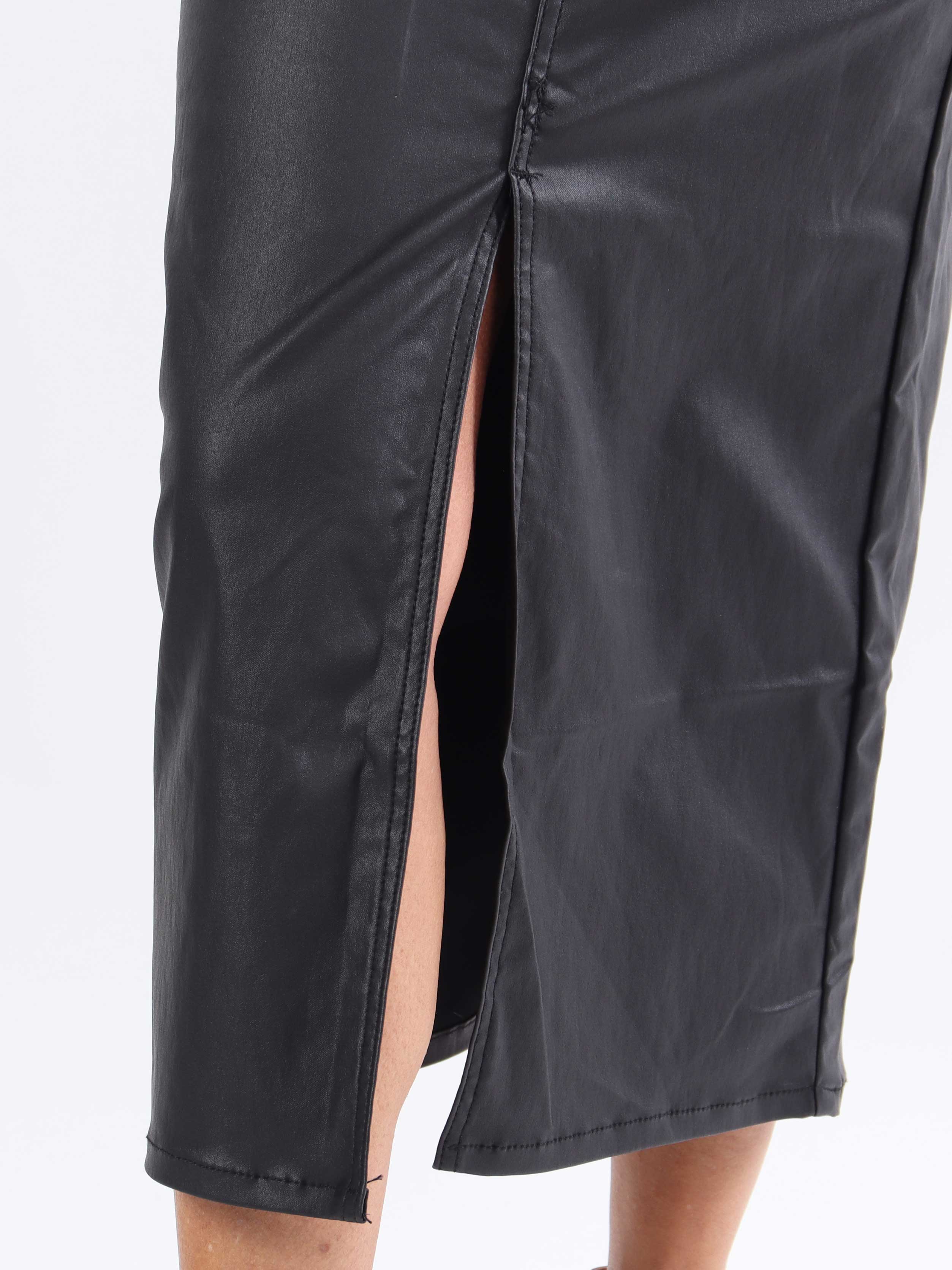 Chloe - Läderlook kjol med slits